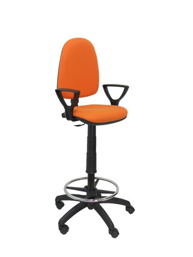 PIQUERAS Y CRESPO - TABURETE AYNA BRAZOS FIJOS ERGOMICO MECANISMO DE CONTACTO PERMANENTE REGULABLE EN ALTURA Y ARO REPOSAPIES ASIENTO Y RESPALDO TAPIZADOS BALI NARANJA (Ref.T04CPBALI308BGOLF)
