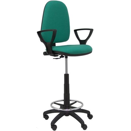 PIQUERAS Y CRESPO - TABURETE AYNA BRAZOS FIJOS ERGOMICO MECANISMO DE CONTACTO PERMANENTE REGULABLE EN ALTURA Y ARO REPOSAPIES ASIENTO Y RESPALDO TAPIZADOS BALI VERDE (Ref.T04CPBALI456BGOLF)