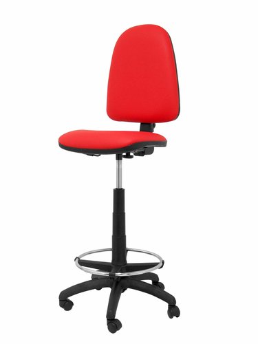PIQUERAS Y CRESPO - TABURETE AYNA ERGOMICO MECANISMO DE CONTACTO PERMANENTE REGULABLE EN ALTURA Y ARO REPOSAPIES ASIENTO Y RESPALDO TAPIZADOS SIMILPIEL ROJO (Ref.T04CPSPRJ)