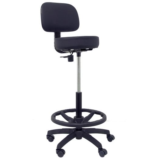 PIQUERAS Y CRESPO - TABURETE LLANOS ERGOMICO MECANISMO DE CONTACTO PERMANENTE REGULABLE EN ALTURA Y ARO REPOSAPIES ASIENTO Y RESPALDO TAPIZADOS SIMILPIEL NEGRO (Ref.T01CLSPNE)