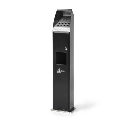 PLANNING SISPLAMO - CENICERO-PAPELERA DE PIE DE EXTERIOR CON CERRADURA NEGRO (Ref.BL/MO/0052)