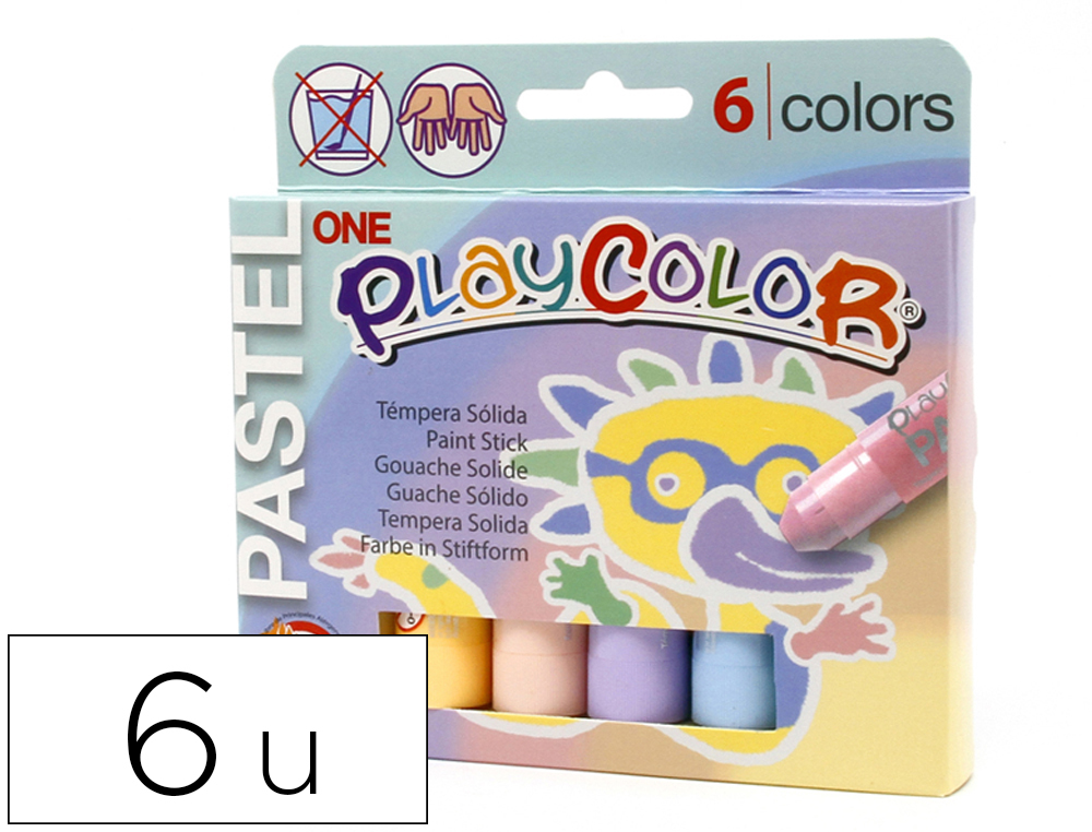 PLAYCOLOR - TEMPERA SOLIDA PASTEL 10Gr. ESTUCHE de 6 COLORES (Ref.18401)