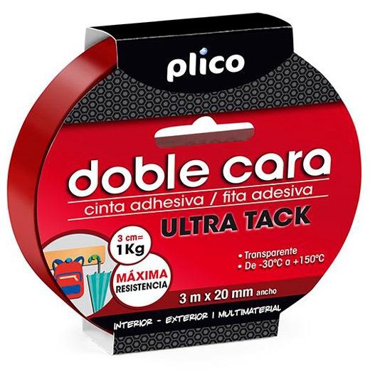 PLICO - CINTA ADHESIVA DOBLE CARA rollo 3x20 ULTRA TACK (Ref.13308)