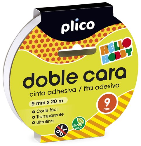 PLICO - CINTA ADHESIVA DOBLE CARA rollo 9x20 BLANCO (Ref.13311)
