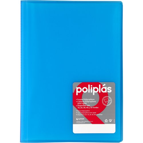 POLIPLAS - CARPETA FUNDAS (TARIFARIO) GRAFOPLAS PP FLEXIBLE TRANS. Fº 50 F. AZUL (Ref.1461230)