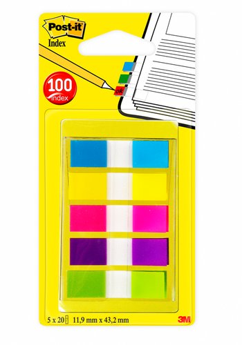 POST-IT - BANDERITAS ADHESIVAS 683 (1/2") PACK de 5 (AZUL-AMARILLO-ROSA-VIOLETA-VERDE) (Ref.683-5CB)