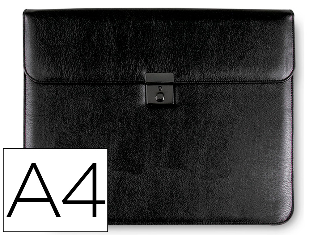 Q-CONNECT - CARTERA DOCUMENTOS NEGRA 370X300 MM CON 2 BOLSAS INTERIORES (Ref.80-825)