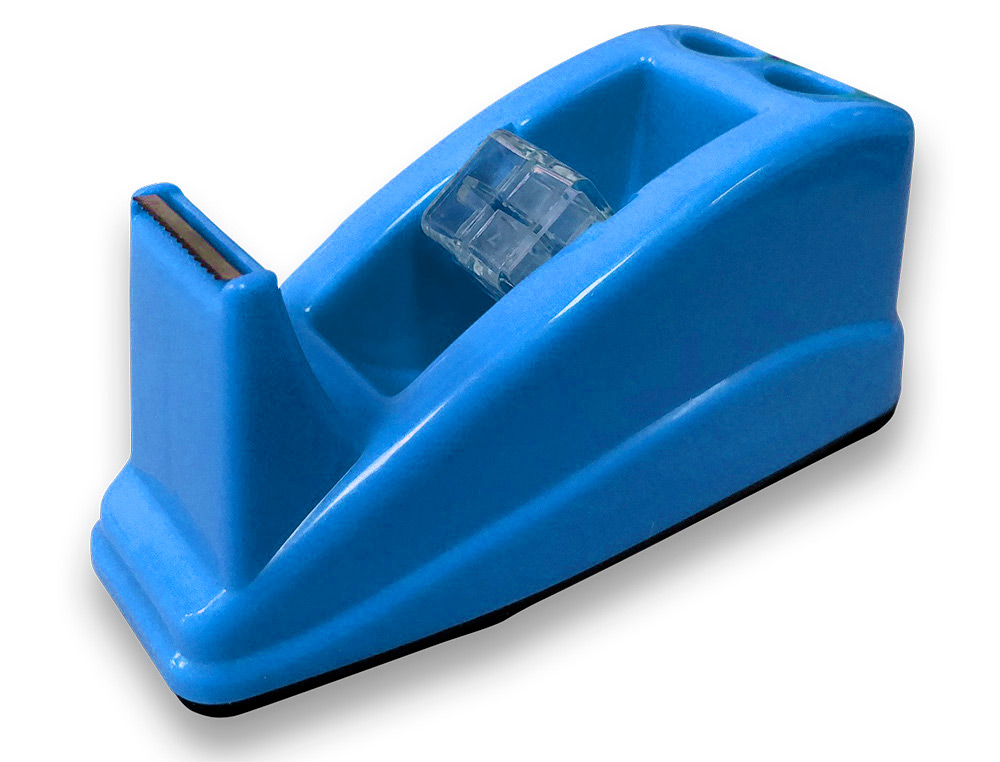 Q-CONNECT - PORTARROLLO SOBREMESA PLASTICO PARA CINTA DE 33 MT COLOR AZUL 135X58X60 MM (Ref.KF11387)