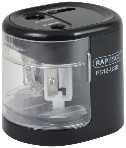 RAPESCO - Sacapuntas/Afilalapices ELECTRICO PS12 CON CONEXIÓN USB NEGRO (Ref.1449)