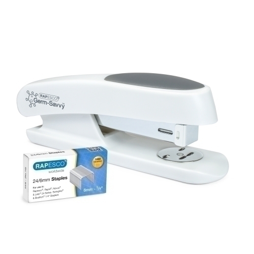 RAPESCO - GRAPADORA ANTIBACTERIANO STING RAY (20h) (incluye 1000 grapas 24/6mm) BLANCO (Ref.1483)