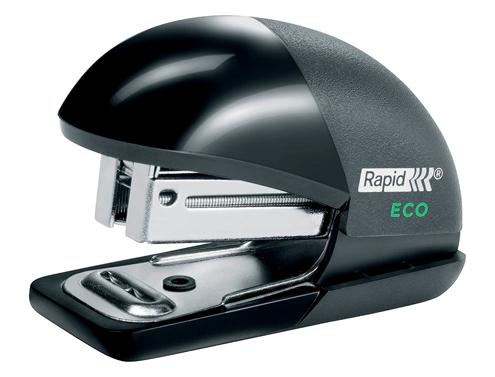 RAPID - GRAPADORA MINI FASHION ECO PLASTICO 100% RECICLADO CAPACIDAD 10 HOJAS USA GRAPAS 24/6 Y 26/6 COLOR NEGRO (Ref.24846201)