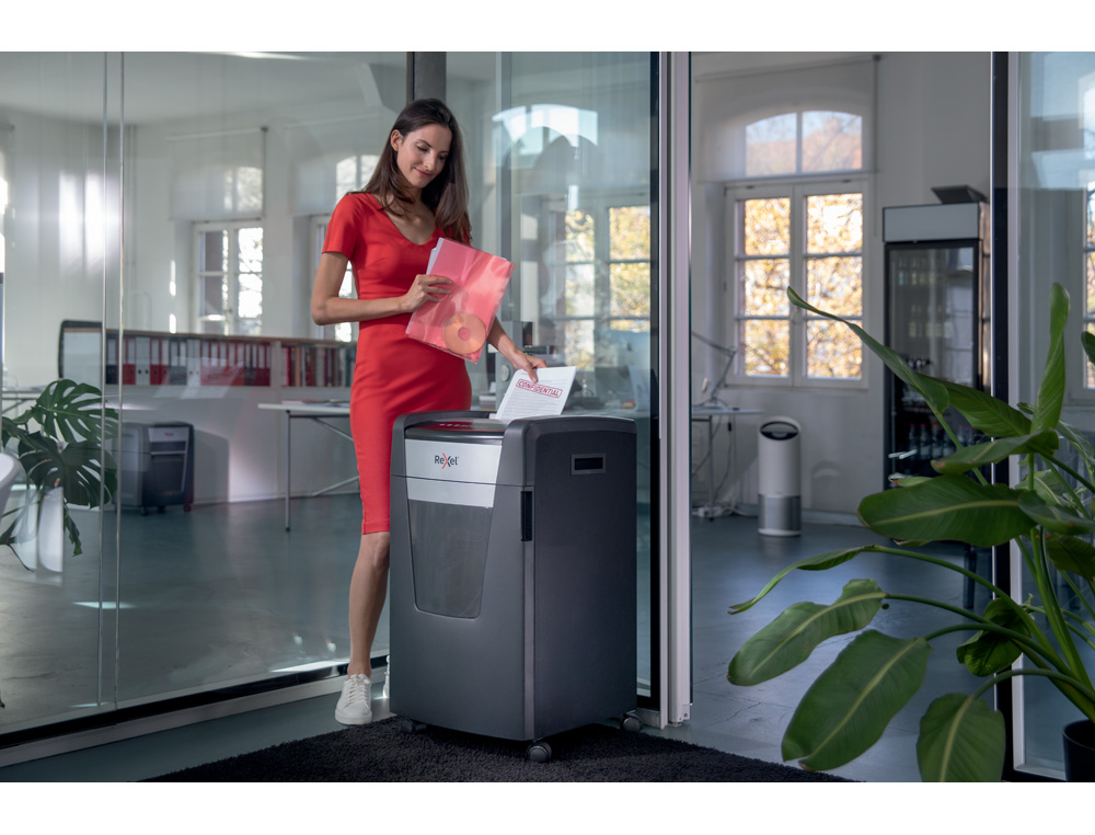REXEL - DESTRUCTORA DE DOCUMENTOS MOMENTUM EXTRA XP422+ CAPACIDAD CORTE 22 H P4 DESTRUYE GRAPAS CLIPS CD Y (Ref.2021422XEU)