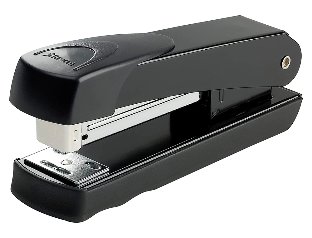 REXEL - GRAPADORA METEOR METALICA CAPACIDAD DE GRAPADO 20 HOJAS USA GRAPAS 24/6 Y 26/6 COLOR NEGRO (Ref.2100019)