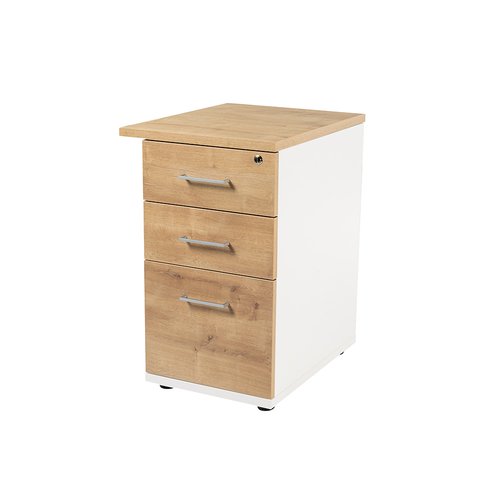 ROCADA - CAJONERA 47x60x72 con 2 CAJONES + CARPETERO ESTRUCTURA BLANCO FRONTALES ROBLE (Ref.4006AW08)