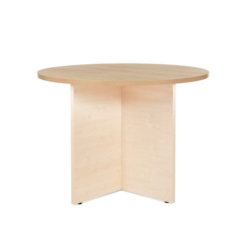 ROCADA - MESA MEETING REDONDA DE JUNTAS DIAMETRO 100 cm. con PATAS MELAMINA HAYA TABLERO ROBLE (Ref.3005AA08)