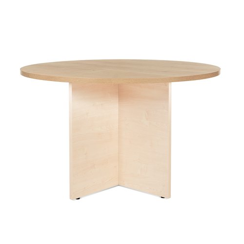 ROCADA - MESA MEETING REDONDA DE JUNTAS DIAMETRO 120 cm. con PATAS MELAMINA HAYA TABLERO ROBLE (Ref.3006AA08)