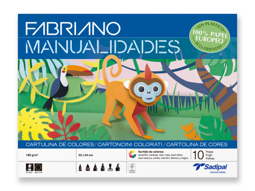 SADIPAL - BLOC 10 HOJAS MANUALIDADES CARTULINAS COLOR FABRIANO (Ref.S0400002)