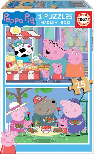 SAFTA - PUZZLE MADERA PEPA PIG 2X25 PIEZAS EDUCA BORRAS (Ref.18078)