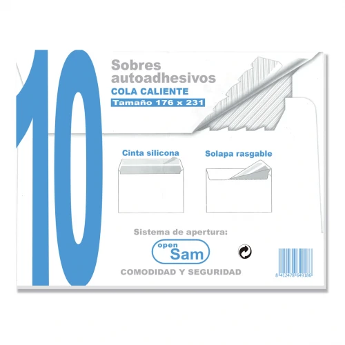 SAM - PAQUETES DE 10 SOBRES OFFSET BLANCO 176X231 90 GRS. (Ref.664918)
