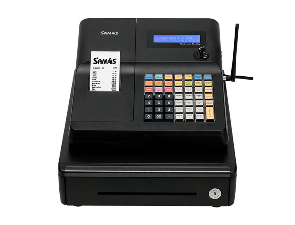 SAM4S - REGISTRADORA 15 DEPARTAMENTOS 10 EMPLEADOS VISOR LCD CAJON GRANDE COLOR NEGRO 430X450X242 MM (Ref.ER-260EJ)