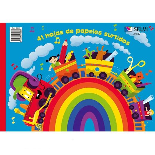 SELVI - CUADERNO PARA MANUALIDADES CON 41 HOJAS 24X32CM DE PAPELES SURTIDOS (Ref.3500)