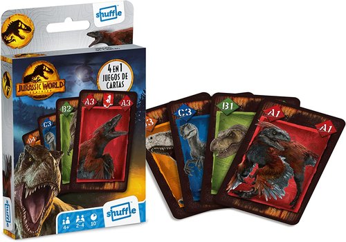 SHUFFLE - BARAJA INFANTIL 4 EN 1 JURASSIC WORLD +4 AÑOS (Ref.10028049)