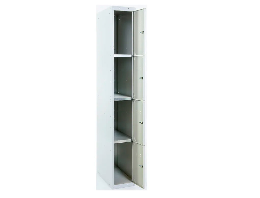 SIMONLOCKER - TAQUILLA METALICA 4 PUERTAS CON CERRADURA RESPIRADERO Y ETIQUETERO GRIS/AZUL 1800X500X300 MM (Ref.96333W1430)