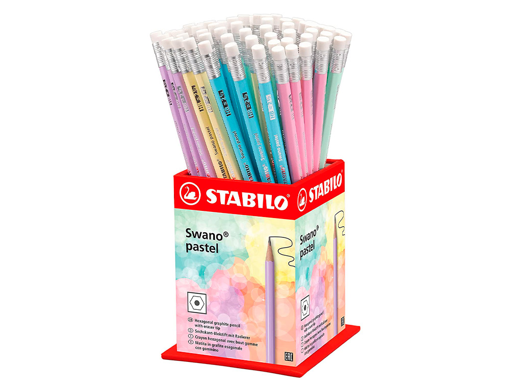 STABILO - EXPOSITOR LAPIZ GRAFITO CON GOMA SWANO PASTEL SURTIDOS -72U- (Ref.4908/72-HB)