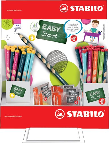 STABILO - LAPIZ de GRAFITO EASY GRAPH EXPOSITOR de 72
contenido:
48 LAPICES y 8 AFILAS DIESTRO
24 LAPICES y 4 AFILAS ZURDO (Ref.330/72-2HB)