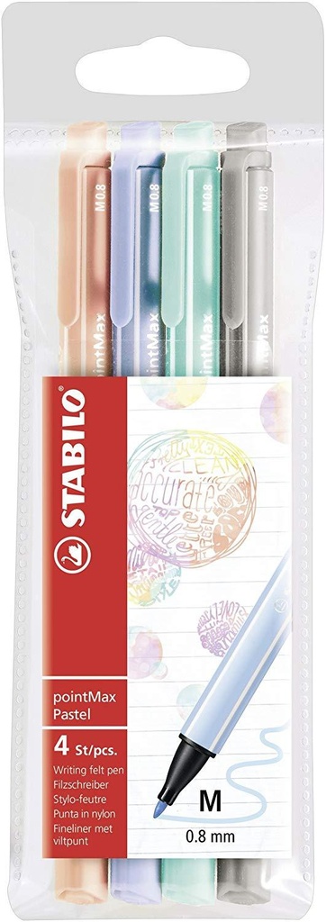 STABILO - POINTMAX ROTULADOR PARA ESCRITURA SURTIDOS PASTEL -ESTUCHE DE 4U- (Ref.488/4-02)