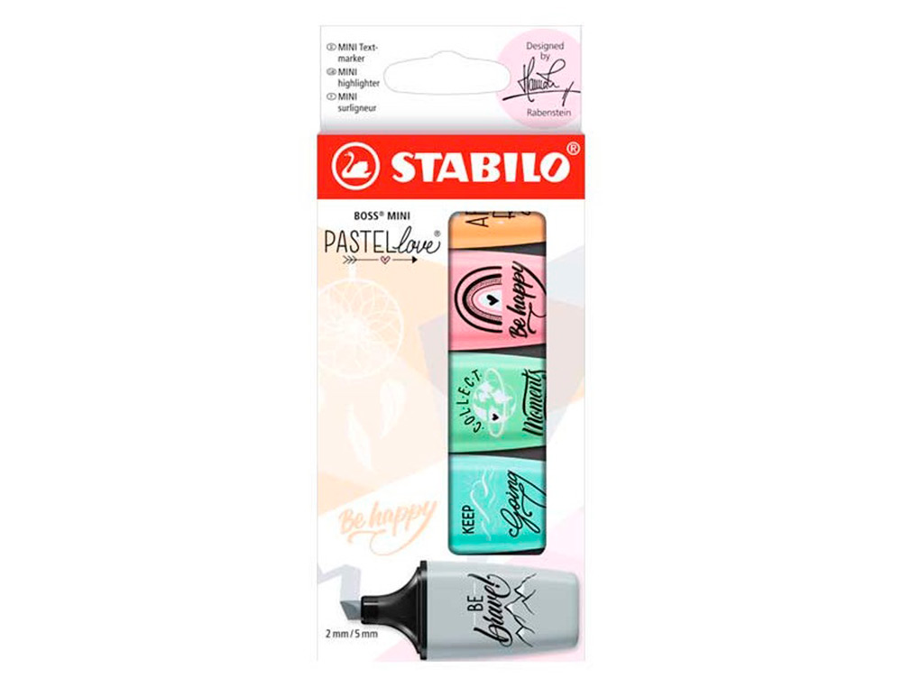 STABILO - ROTULADOR BOSS MINI PASTEL LOVE ESTUCHE DE 5 UNIDADES COLORES SURTIDOS (Ref.07/05-29-10)