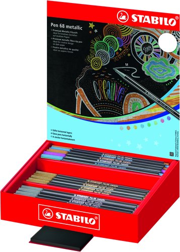 STABILO - ROTULADOR FIBRA PEN 68 METALLIC EXPOSITOR DE 60
(15x Dorado, 15x Plata, 5x Cobre, 5x Azul metalico, 5x Verde metalico, 5x Lila metalico, 5x Rosa metalico, 5x Verde claro metalico ) (Ref.68/60-8-4)