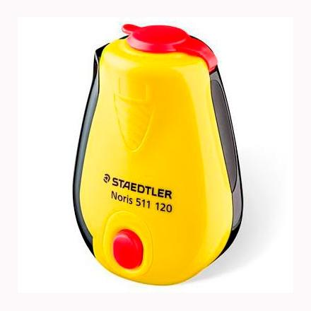 STAEDTLER - Sacapuntas/Afilalapices CON DEPÓSITO DISEÑO NORIS AMARILLO/NEGRO SURTIDO -CAJA 12U- (Ref.511 120)