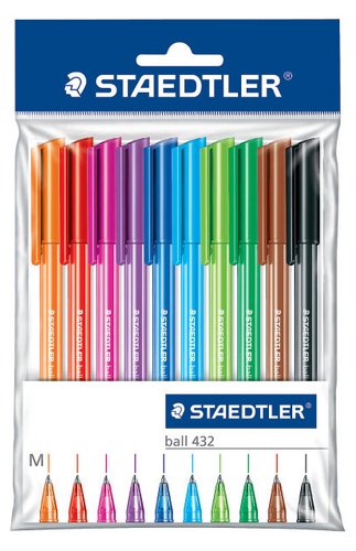 STAEDTLER - BOLIGRAFO 432 MEDIO ESTUCHE de 10 (Ref.43235MPB10)