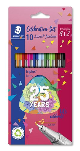 STAEDTLER - ESTUCHE 8+2 ROTULADORES TRIPLUS FINELINER 334 PUNTA SUPERFINA C/SURTIDOS (Ref.334 BK10 TA)