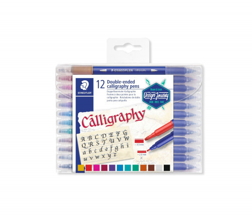 STAEDTLER - ROTULADOR FIBRA 3005 DESIGN JOURNEY DOBLE PUNTA CALIGRAFIA ESTUCHE de 12 (Ref.3005 TB12)