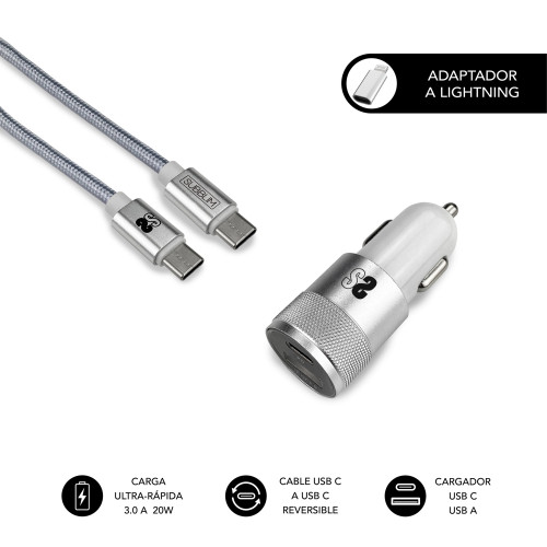 SUBBLIM - DUAL CAR CHARGER PD20W+QC3.0+C TO C/LIGHTNING S (Ref.SUBCHG-5CPD10)