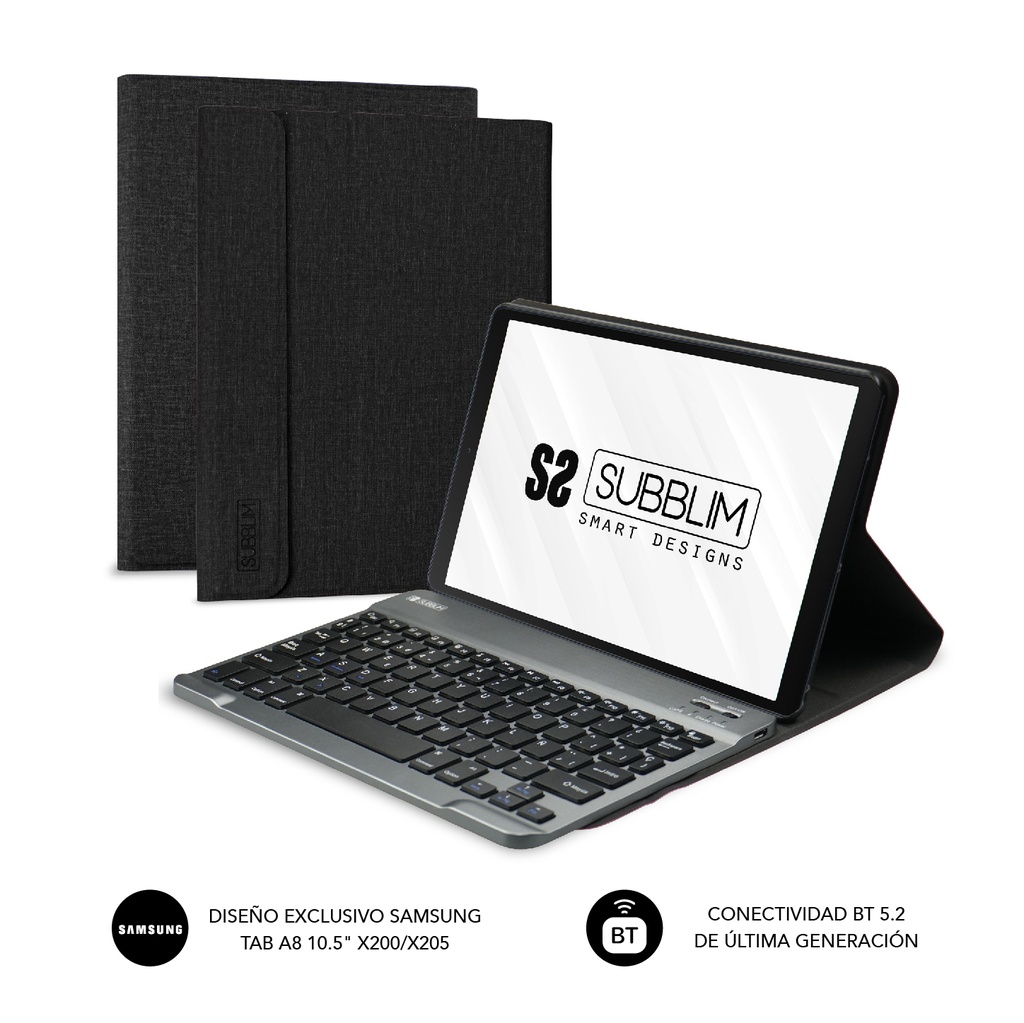 SUBBLIM - Funda con teclado KeyTab Pro BT Samsung GT A8 10.5“ X200/205 (Ref.SUBKT3-BTS055)