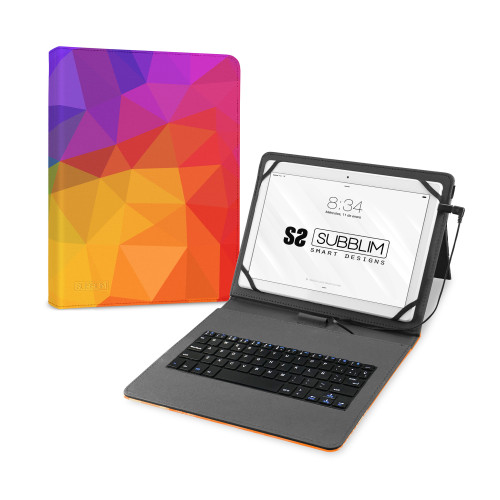 SUBBLIM - FUNDA CON TECLADO MICRO USB – TYPE C KEYTAB USB 11" TRIANGULOS (Ref.SUBKT1-USB053)