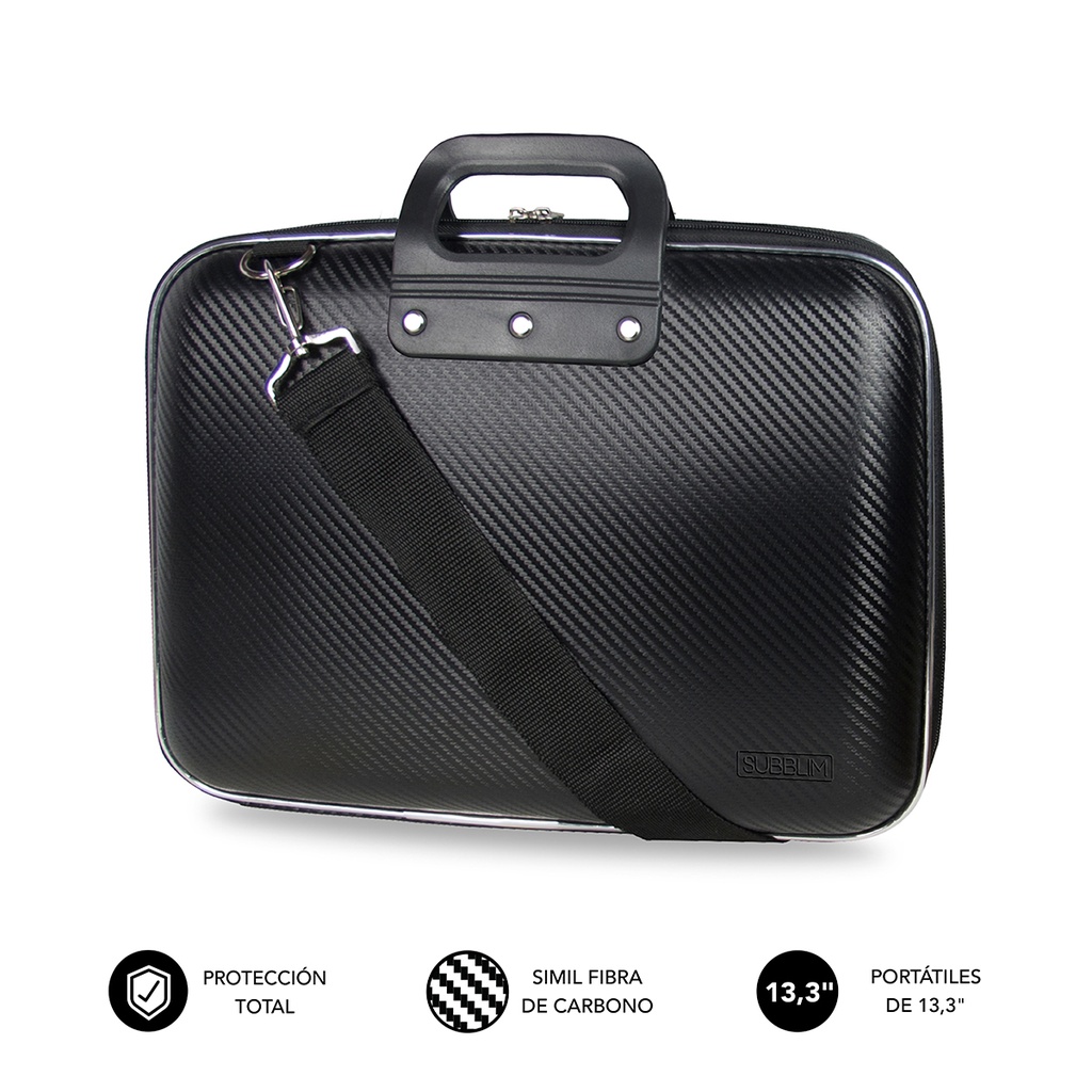 SUBBLIM - Maletín Ordenador EVA Laptop Bag Carbon 13,3" Black (Ref.SUB-LB-EVA0001)