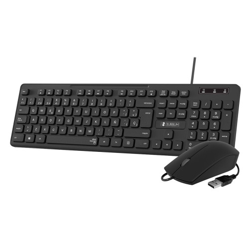 SUBBLIM - Teclado Ergonómico y ratón Combo Business Slim Silencioso con cable USB (Ref.SUBKBC-CSSK01)