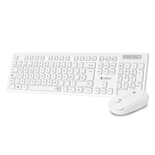 SUBBLIM - Teclado Ergonómico y ratón Combo Business Slim Silencioso Inalámbrico 2.4G Blanco (Ref.SUBKBC-CSSW11)