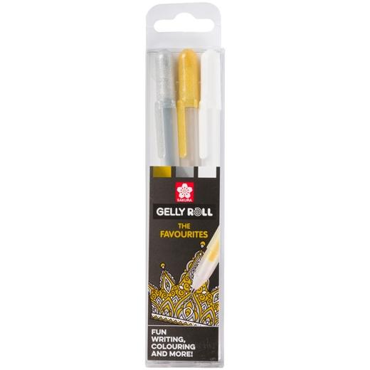 TALENS - SAKURA ESTUCHE DE 3 BOLÍGRAFOS GELLY ROLL MIXED ORO/PLATA/BLANCO (Ref.POXPGBMIX3A)