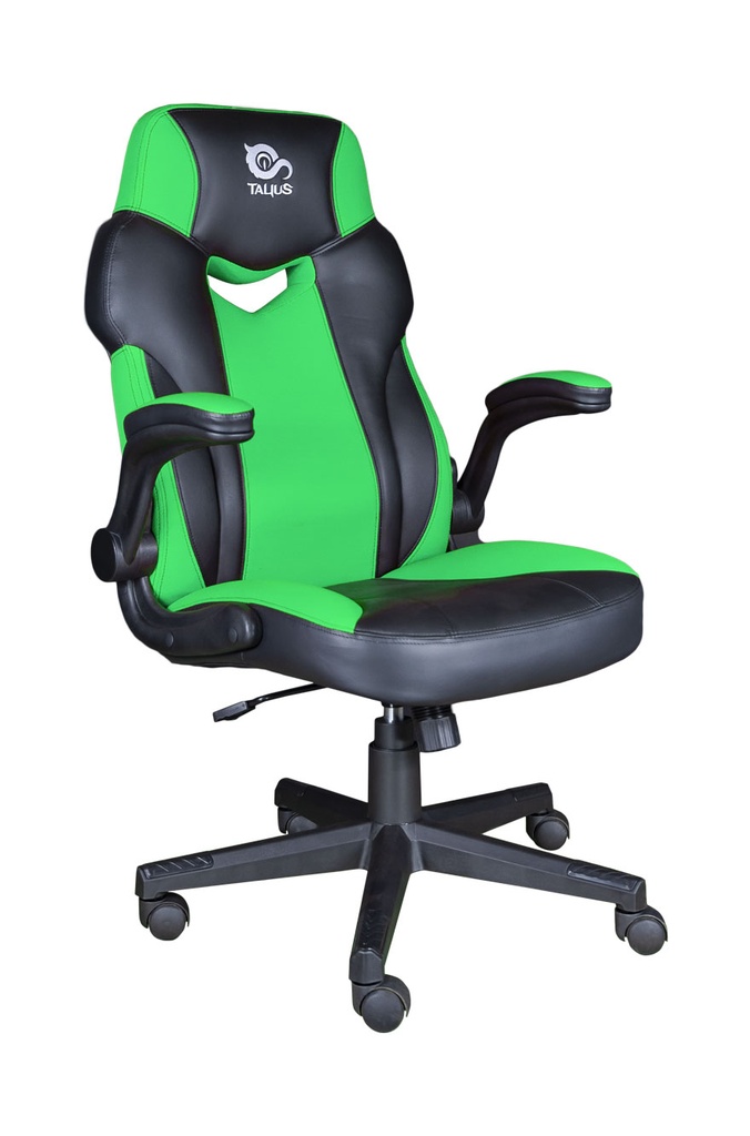 TALIUS - SILLA CRAB GAMING negr/verde, brazos abatibles, butterfly, ruedas nylon, piston clase 4 (Ref.48075)