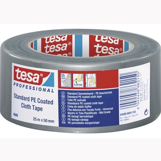 TESA - CINTA ADHESIVA PROFESSIONAL STANDARD PARA REPARACIÓN ROLLO 25MX50MM TELA/MALLA GRIS (Ref.04688-00047-00)
