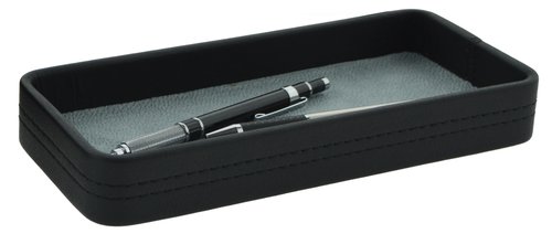 TOMAS CARNERO - CUBETA PORTA LAPICES RECTANGULAR POLIPIEL 23x10x3 CM. NEGRO (Ref.REF. 10)