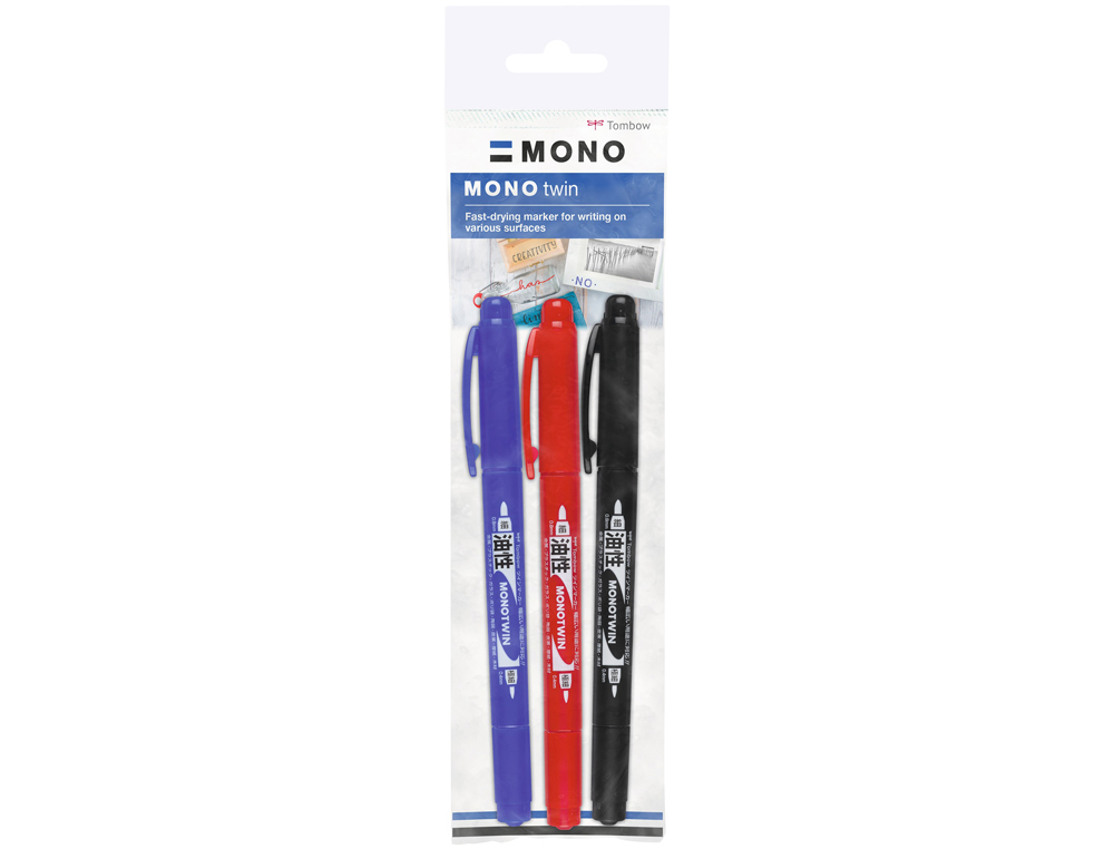 TOMBOW - ROTULADOR MONO TWIN PERMANENTE CON DOBLE PUNTA FINA Y GRUESA. NEGRO. (Ref.OS-TME33)