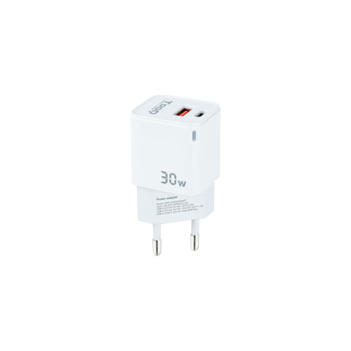 TOOQ - Cargador pared GAN USB-C/USB-A 30W (Ref.TQWC-GANQCPD30WT)