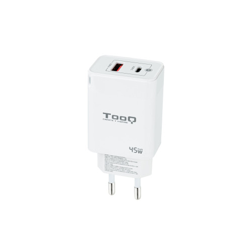 TOOQ - Cargador pared GAN USB-C/PD+USB-A/QC 45W (Ref.TQWC-GANQCPD45WT)