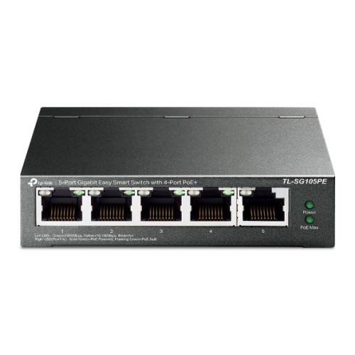 TP-LINK - 5-Port Gigabit Easy Smart Switch with 4-Port PoE+ (Ref.TL-SG105PE)